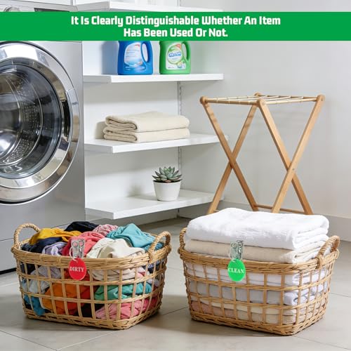 6-Pack Clean Dirty Laundry Basket Signs, Stainless Steel Indicator Clips