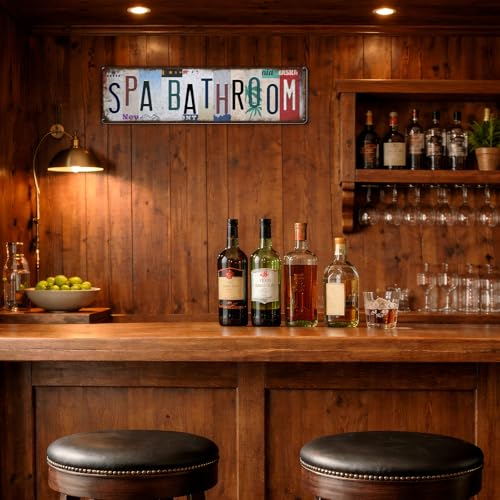 EUDOSI Vintage Metal Spa Sign - 15x4 Retro Bathroom Wall Art