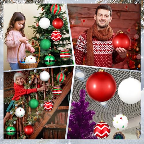 Vibrant Christmas Ball Ornaments Set of 8 - 6 Inch Glitter Shatterproof Decor