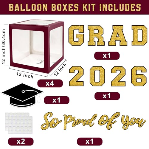 Maroon and Gold Graduation Decorations Class of 2026 Set