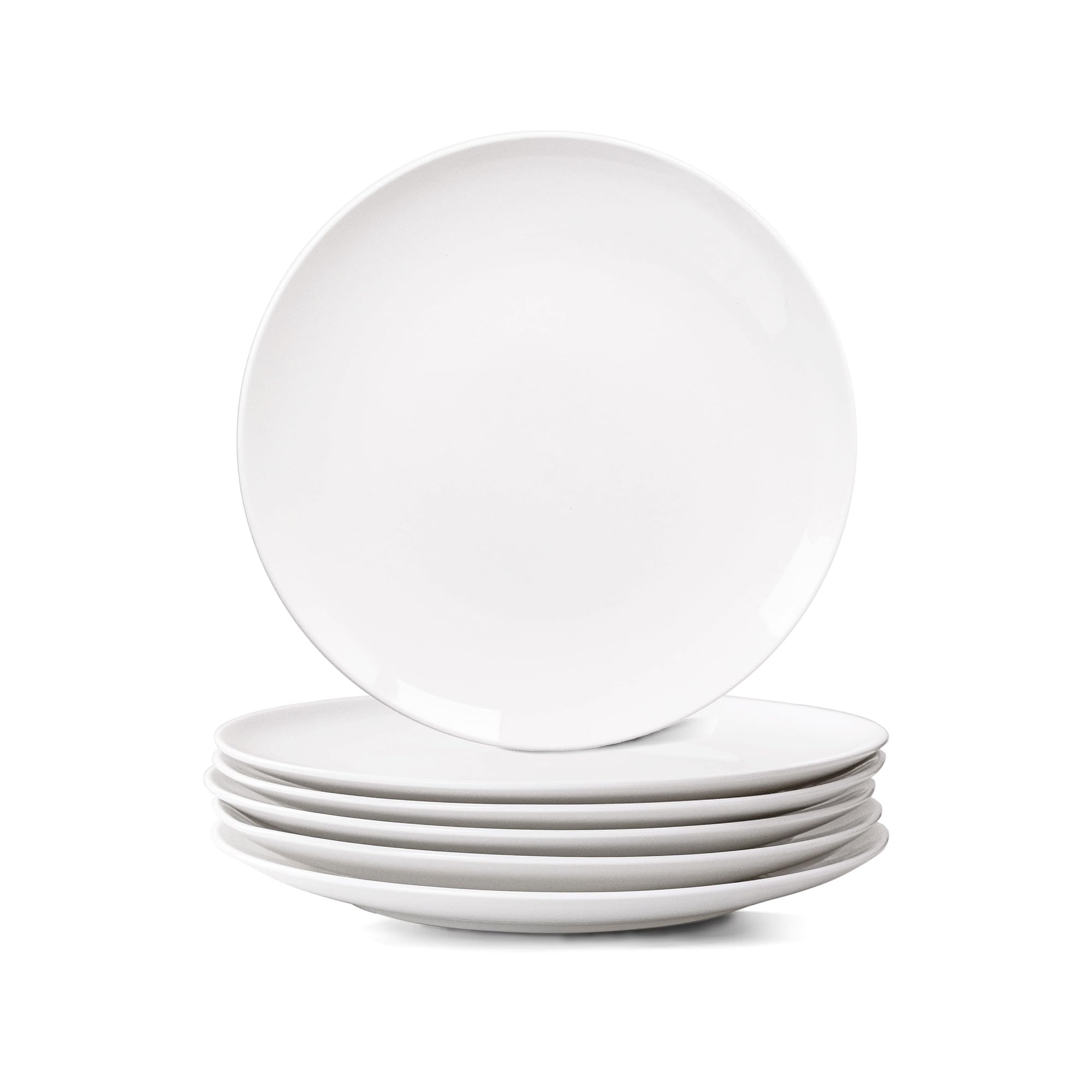 YALONG White Dinner Plates Set of 6, 10 Inch Ceramic Plates – White Porcelain Dinner Plates for Kitchen, Serving & Everyday Use, Microwave & Dishwasher Safe, 25.4Cm