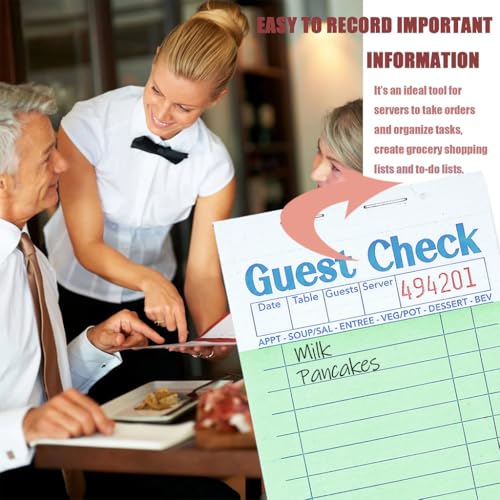 Officeva 6 Pack Green Guest Check Server Note Pads - 300 Order Sheets