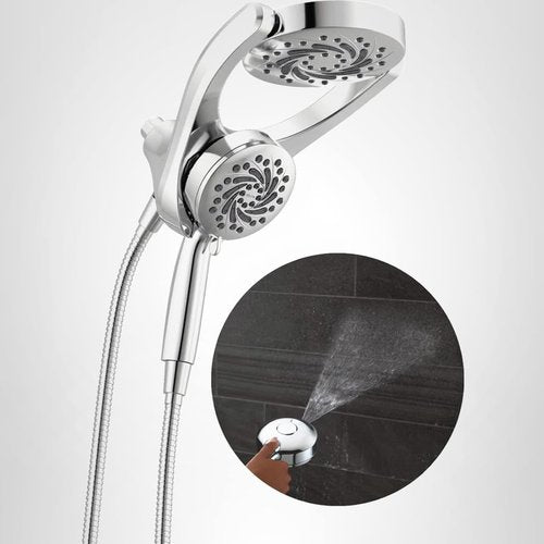 Delta 5-Setting HydroRain 2-in-1 Dual Shower Head with ProClean Spray, Chrome High Pressure Shower Head with Handheld Spray, 1.75 GPM Flow Rate, Chrome 75419
