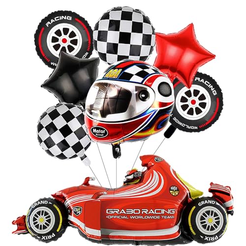 F1 Race Car Balloon Set - 8-Piece Birthday Party Decorations Kit