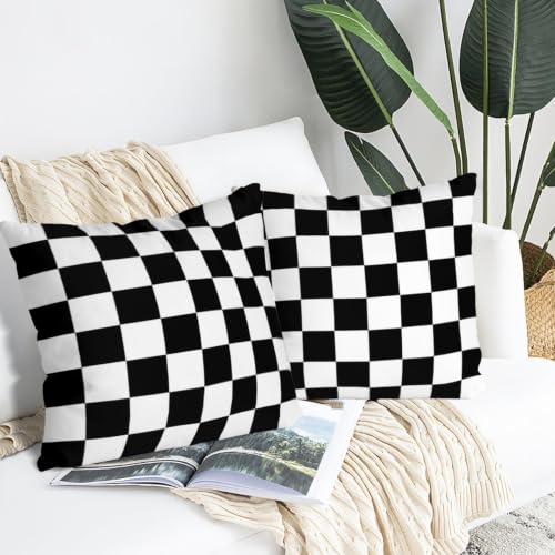 Black & White Checkered Throw Pillow Covers 18x18 Inch (Pack of 2)