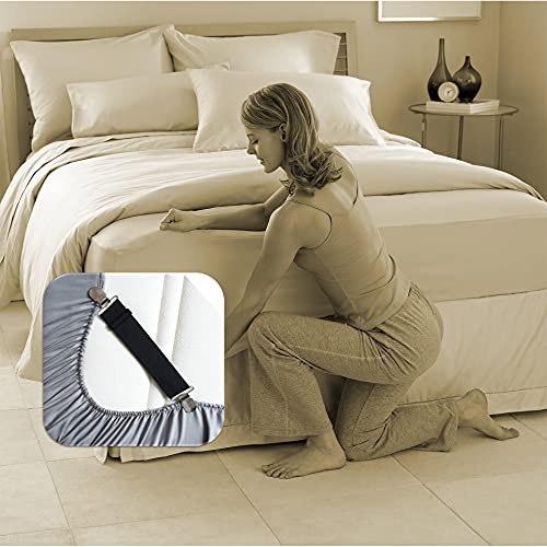 RayTour Black Bed Sheet Holder Straps - Fitted Sheet Clips & Fasteners