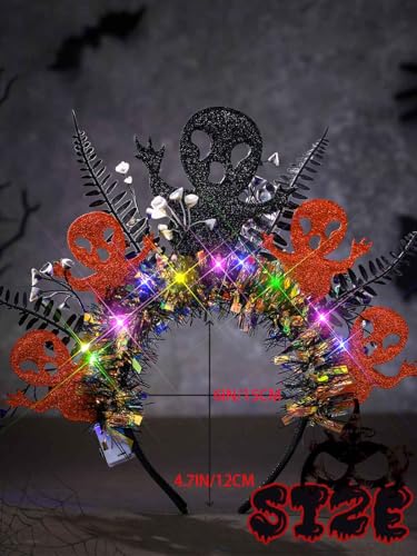 Urieo Light Up Ghost Headband LED Halloween Glow Hair Piece