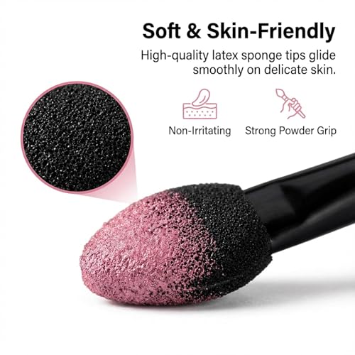 Xyembu 30 Pcs Disposable Dual-Sided Sponge Eyeshadow Brushes 4.7 Inch Black