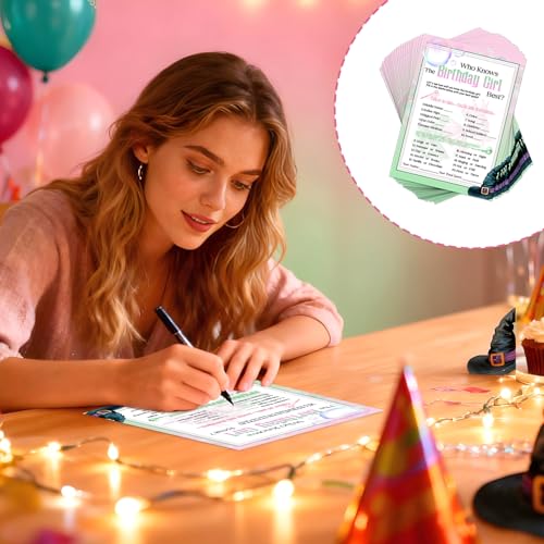 24 Interactive Witch-Themed Birthday Game Cards for Girls