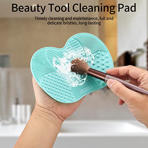 2 Pack Silicone Makeup Brush Cleaning Mat with Suction Cup Portable Pad