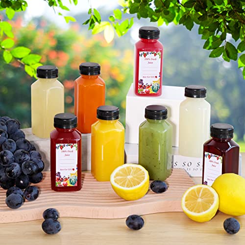 SUPERLELE 12pcs 8oz Plastic Juice Bottles with Tamper-Evident Caps