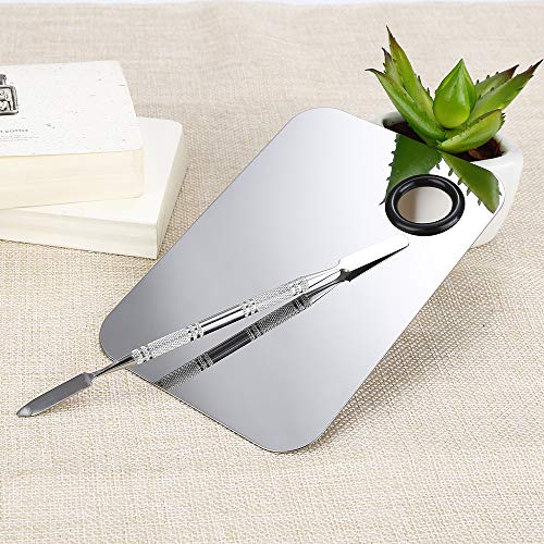 AKIRO Stainless Steel Makeup Mixing Palette and Spatula Set