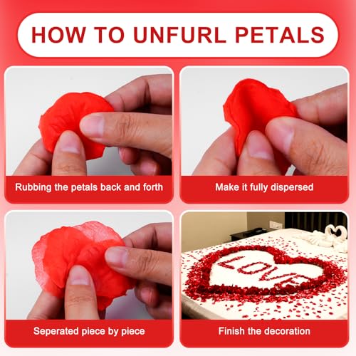 1200 PCS Red Artificial Silk Rose Petals for Weddings & Events