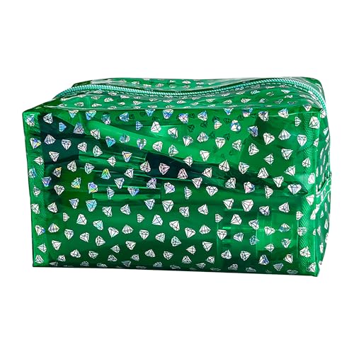 Portable Waterproof Makeup Bag - Dark Green Diamond Cosmetic Pouch
