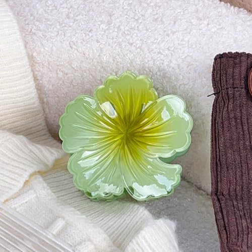 Ynxee 3 Inch Green Flower Hair Claw Clip Vivid Floral Non-Slip Clip
