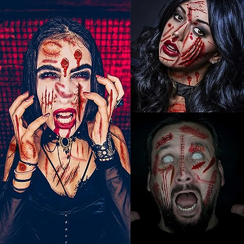 Fake Scar Temporary Tattoos - 265 Pcs Realistic Wound Stickers for Halloween