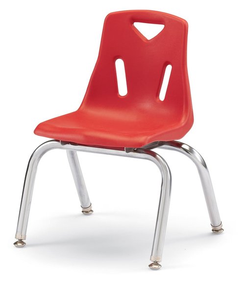 Jonti-Craft Berries 8142JC1008 Stacking Chair with Chrome-Plated Legs, 12" Height, Red