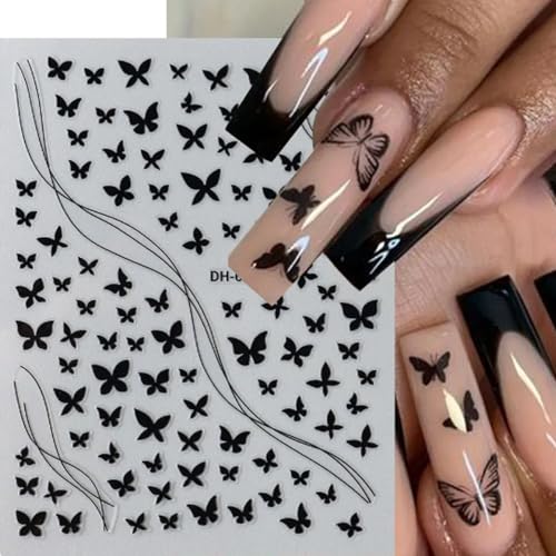 8 Sheets 3D Butterfly Nail Stickers Gold Silver Star Decals Manicure DIY