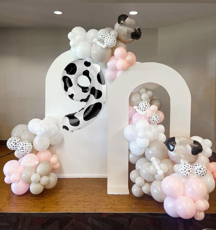 40 Inch White & Black Number 9 Balloon - Perfect for Birthday Parties, Weddings & Graduations