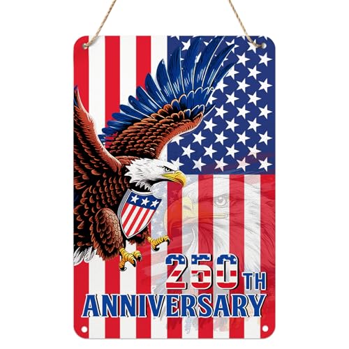 4th of July Patriotic Door Hanger - 250th Anniversary Tin Sign