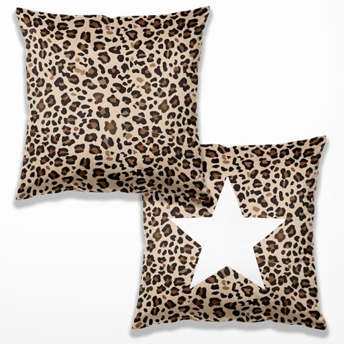 Leopard Print Throw Pillow Covers 18x18, Set of 2 - 049 Soft Flannel