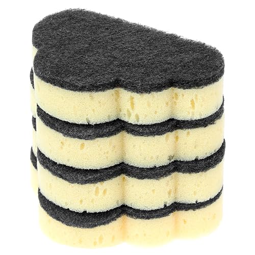 4 Pack Cloud Shape Scrub Sponges - Dual-Sided Kitchen Cleaning