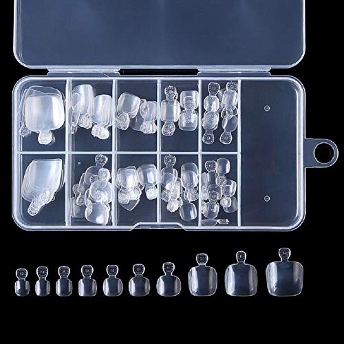 Yimart 100Pcs Clear Full Cover False Toenail Tips Set with Box