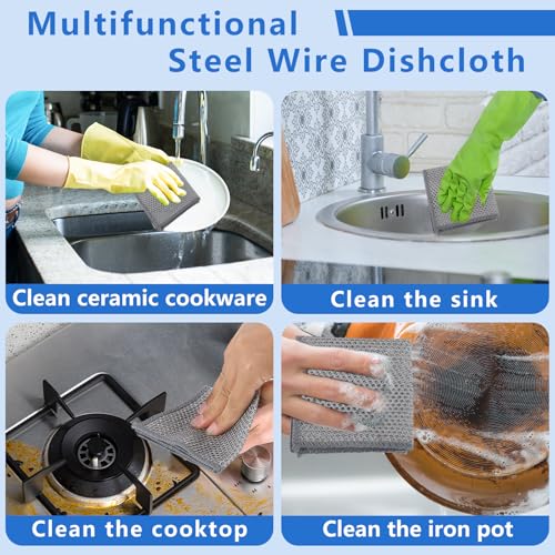 30Pcs Steel Wire Dishcloths for Kitchen Cleaning Non Scratch Reusable Cloths