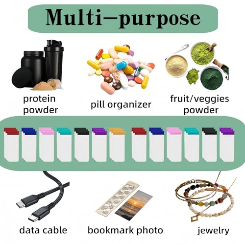 21 Pack Reusable Travel Protein Powder Bags - Clear EVA Resealable Pouches