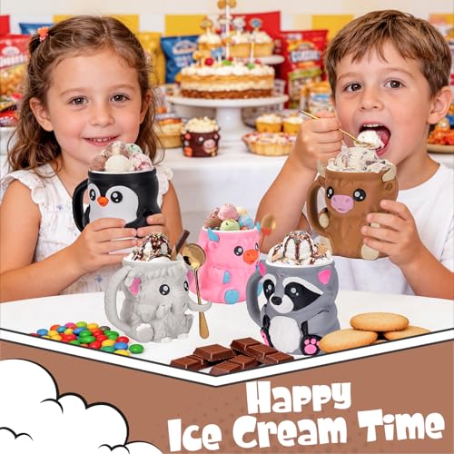 Highland Cow Ice Cream Pint Holder with Handle & 2 Spoons