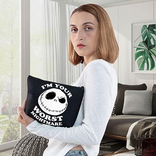 Funny Jack Horror Cosmetic Bag Waterproof Canvas Makeup Pouch