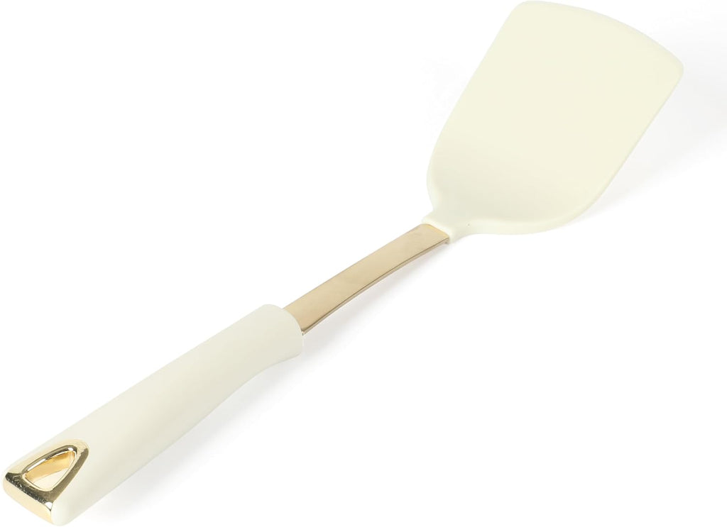 Martha Stewart Lockton 5-Piece Kitchen Tool Set - Durable Stainless Steel & Nylon Utensils with Linen Handles and Gold Accents
