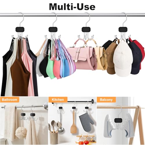 Black 3-Pack Belt Organizer for Closet Max 72 Belts, Rotatable Hanger