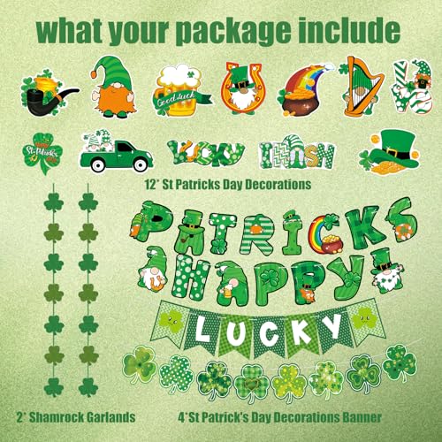 St. Patrick's Day Decorations Set - Pre-Assembled Banners & Garlands