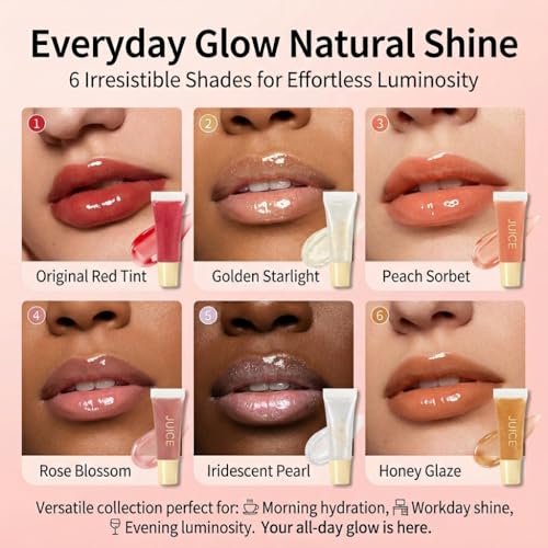 FYNLA Moisturizing Lip Oil - Non-Sticky Glass Shine Tinted Lip Gloss #06 Crisp Apple
