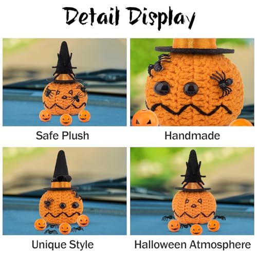 Handmade Halloween Knitted Pumpkin with Spider Hat & Sunglasses