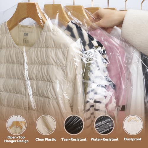 43 Pack Clear Garment Storage Bags for Clothes Dry Cleaning & Organization