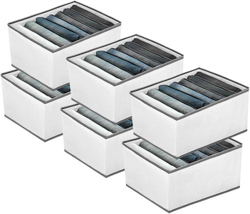 EASEVE Closet Organizer - 6 Pack Foldable Drawer Dividers for Clothes | Stackable Storage Bins