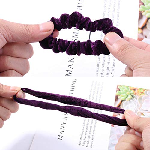 KINGMAS Velvet Hair Scrunchies 10 Pack Elastic Hair Ties for Women