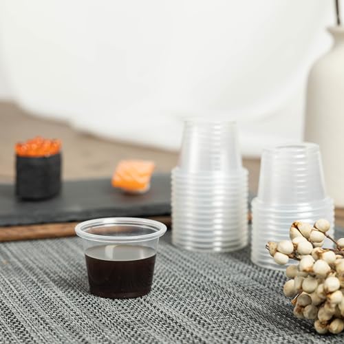 HOMIP 200-Pack 1oz Plastic Portion Cups for Sauces & Condiments