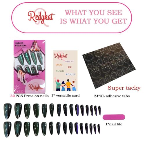 Redykat Extra Long Stiletto Cat Eye Press On Nails Glossy Fake Nails
