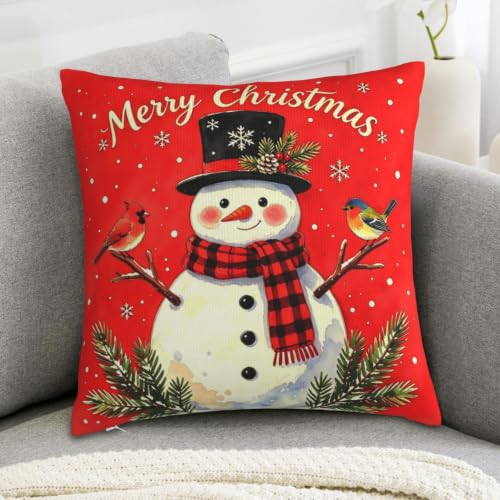 Yellow Christmas Throw Pillow Cover 18x18 Inches Decorative Cushion Case