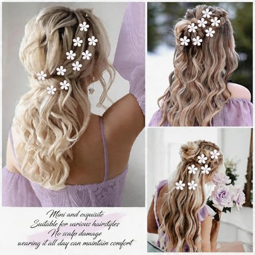 Mini White Rhinestone Flower Hair Clips 10Pcs Bridal Hair Barrettes