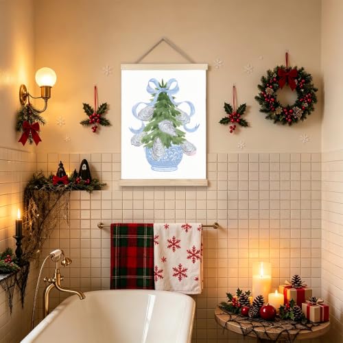 Blue Chinoiserie Oyster Wall Hanging Decor Christmas Tree 12x16 Inch - Variation of THIS listing