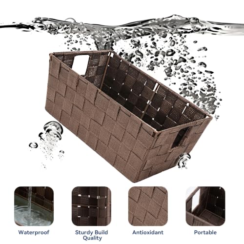 Whitmor Woven Strap Storage Tote, Small Java Basket, 11.42 x 6.5 Inch
