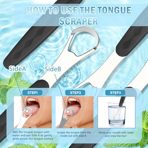 Milifox Stainless Steel Tongue Scraper with Case - Black