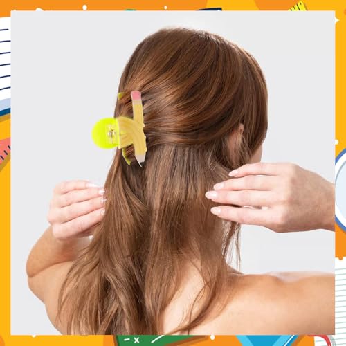 Teacher Pencil Hair Claw Clips 3-Pack Yellow Cute Hair Accessories