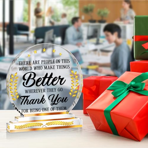 Acrylic Thank You Desk Plaque - Appreciation Gift for Coworkers, Clear C
