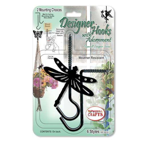 Pepperell Crafts Dragonfly Decor Hooks - Indoor/Outdoor Weather Resistant