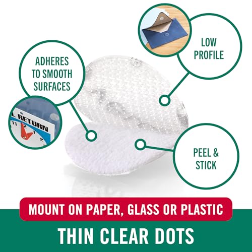 VELCRO Thin Clear Fasteners, 3/8" Circles - 56 Count for Home & Office
